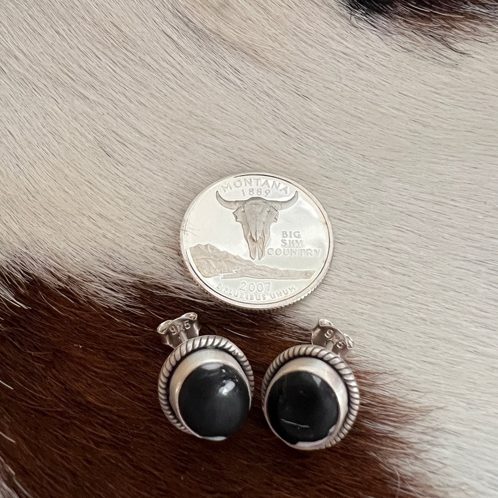 ❤️ Quality White Buffalo Oval Stud Earrings Matte Brushed Navajo Style Western - Picture 3 of 14